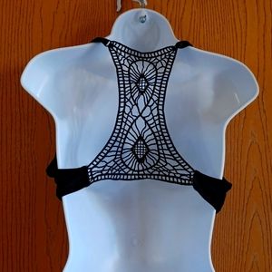 Black Crochet Back push up Bikini top